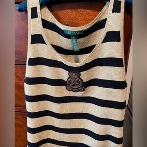 Ralph Lauren Black and Gold Striped Top Size XL